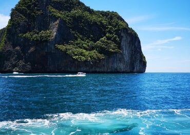island, sea, ocean, boat wake, ocean view, water, islet, paradise, thailand, nature, phuket, asia